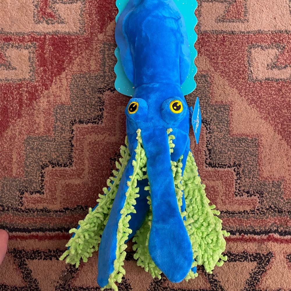 Bark Under the Seams dog toy Shifty Sid the Squid Octopus Squeaks Crinkles 17"
